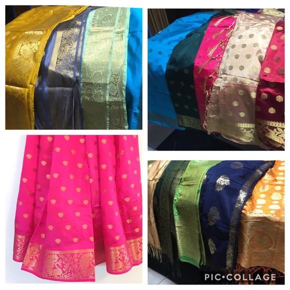 NWOT Indian Dupatta scarf  banarasi tassels full - Picture 2 of 16